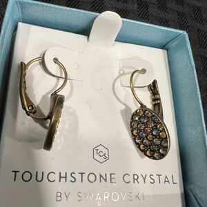 Bronzed with multi color Swarovski Crystal earrings